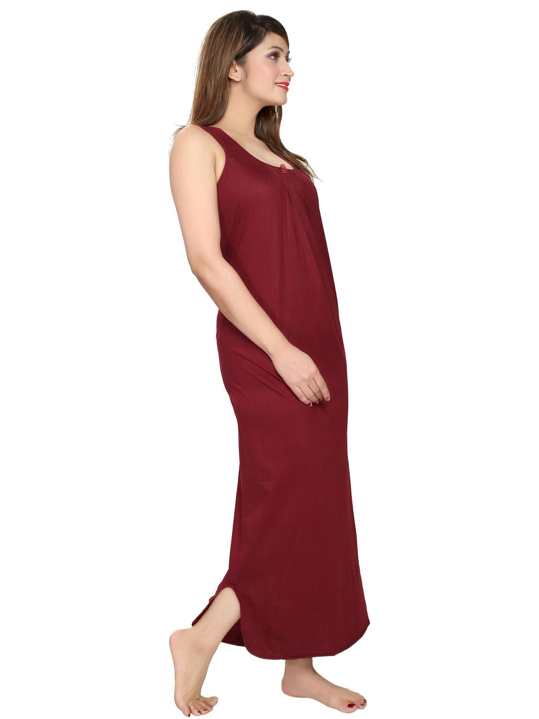 Inner Beats Women Maroon Nightdress