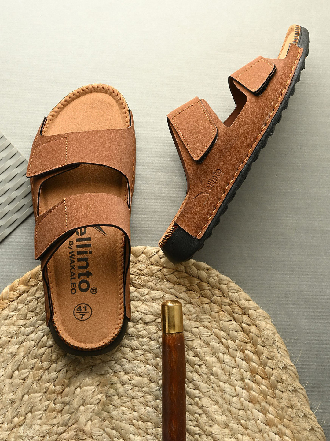 Vellinto Men TPR Velcro Strap Slide Comfort Sandals