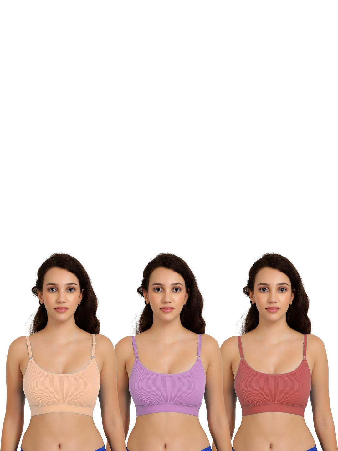 Women Cotton Brown,Purple,Orange Non Padded Non-Wired Lingerie Bra Sport wear Gym Crop Tank Top