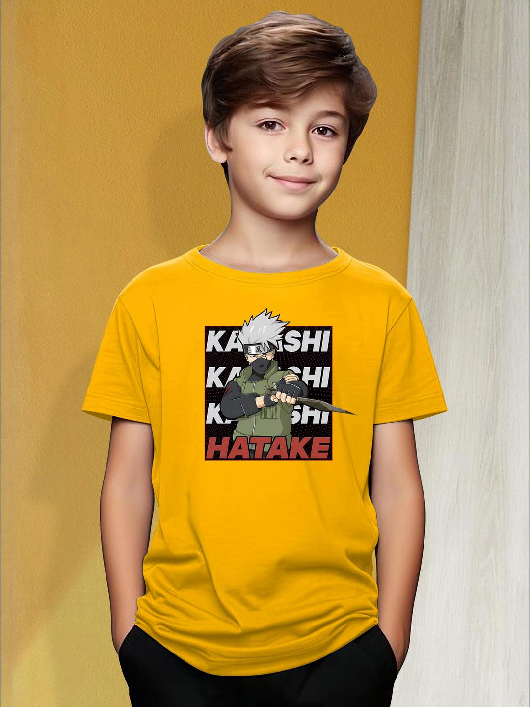 Yellow Hatake Anime Graphic Print T-Shirt