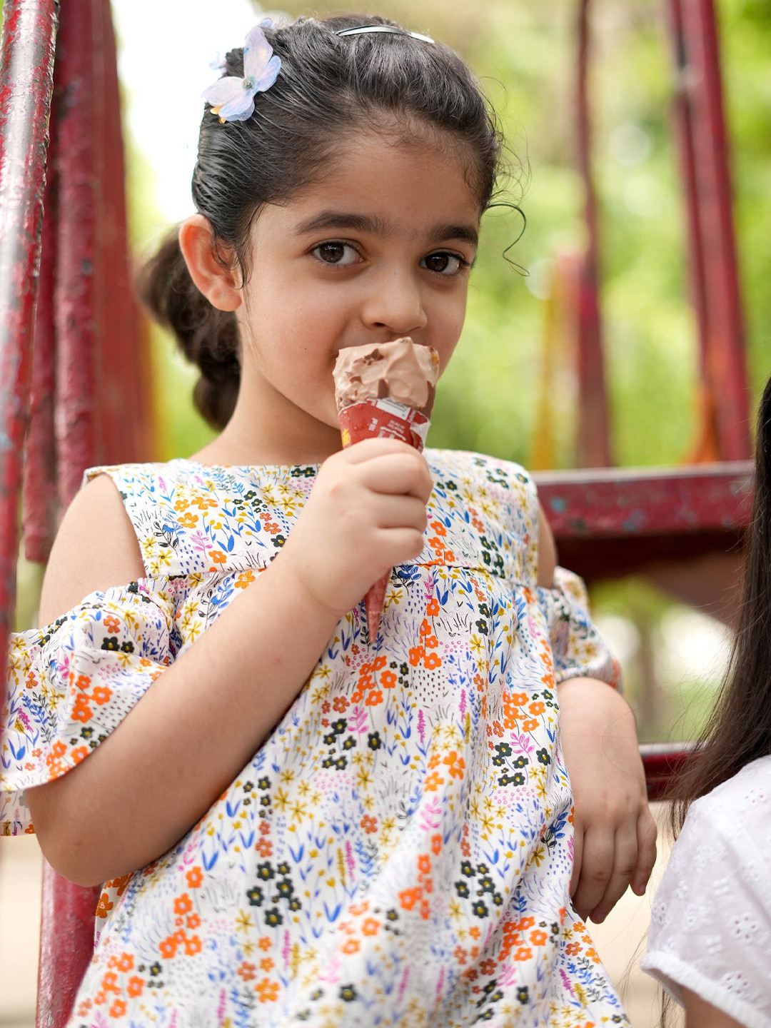 White Dahlia Girls Floral Print Fit & Flare Dress