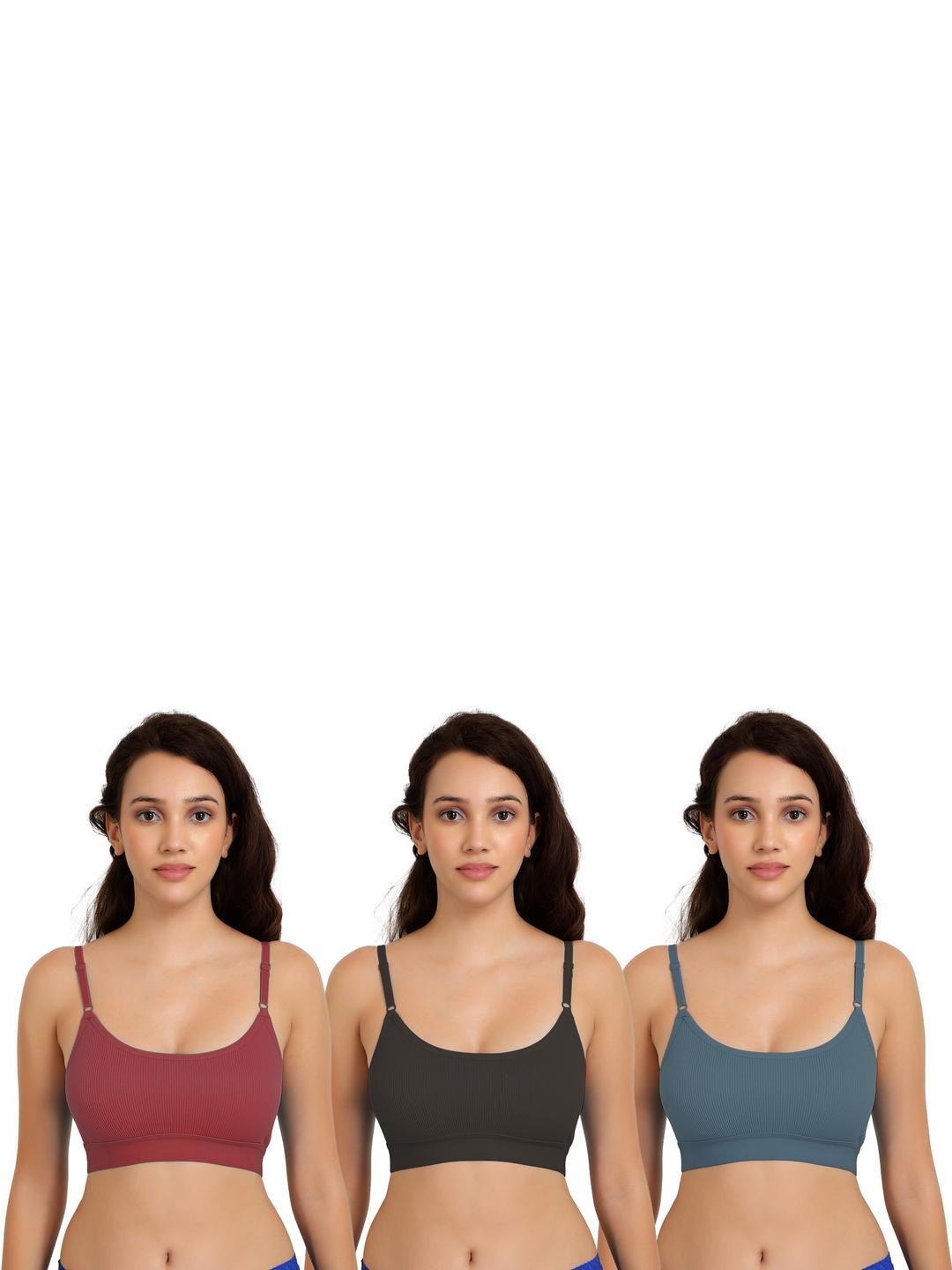 Women Cotton Maroon,Black,Dark Green Non Padded Non-Wired Lingerie Bra Sport wear Gym Crop Tank Top