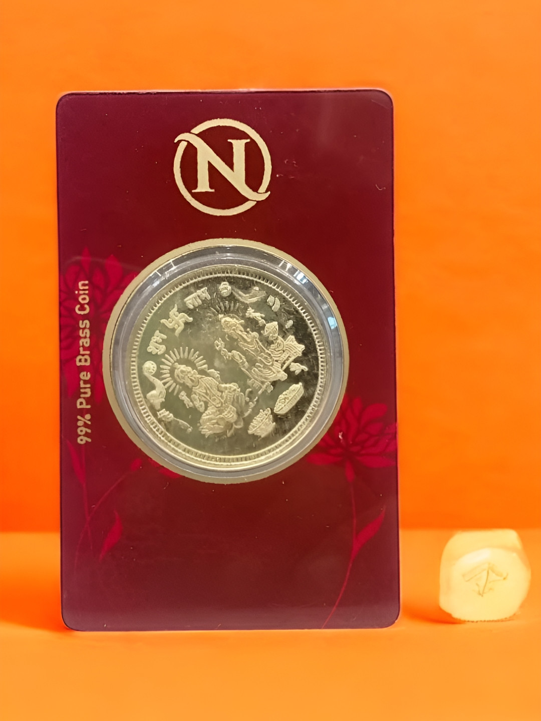 SANKALAN CREATIONS Gold-Toned Laxmi Ganesha Brass Coin