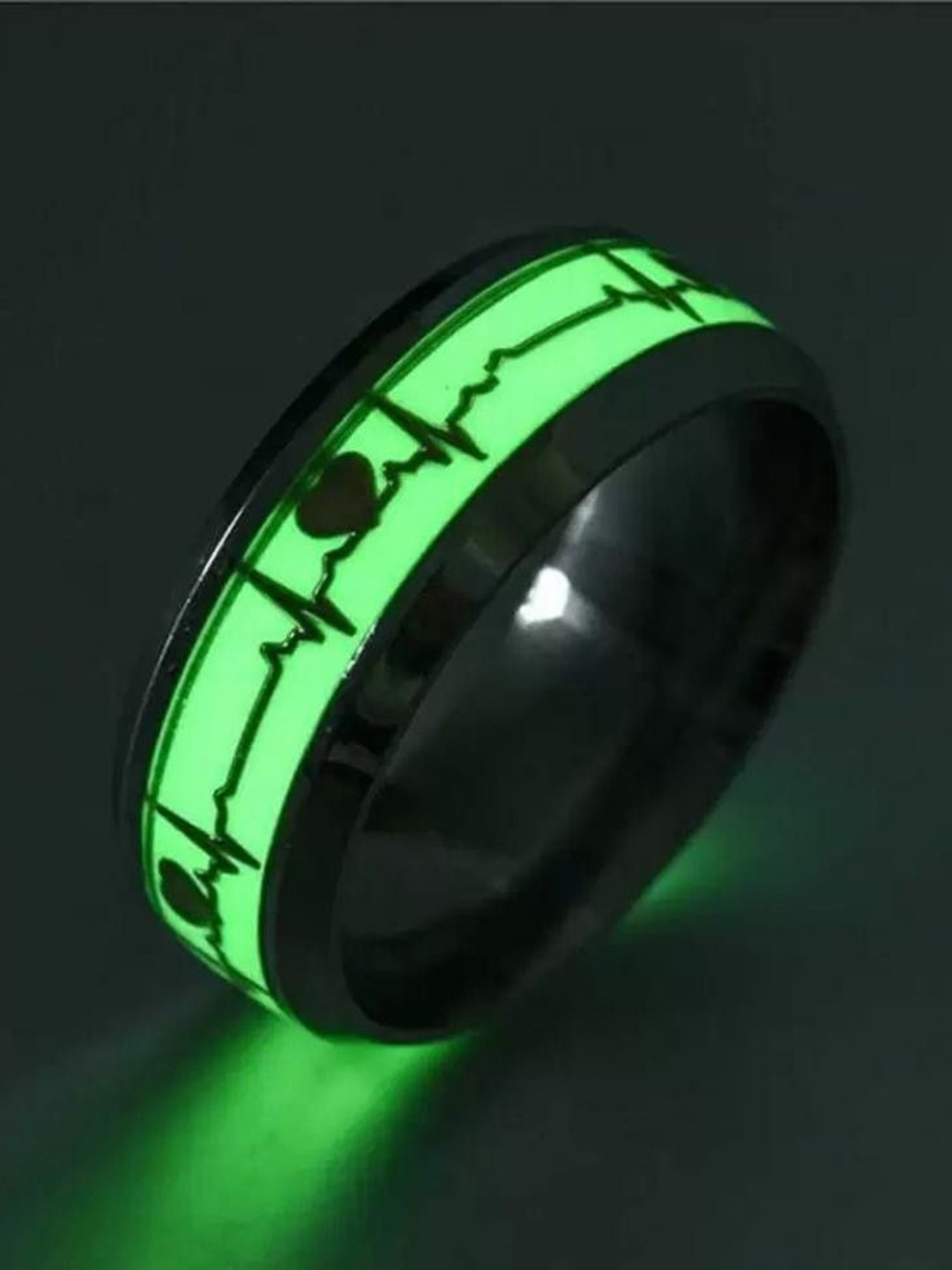 Zoey Unisex Silver-Plated Stainless Steel Radium Light Adjustable Band Finger Ring