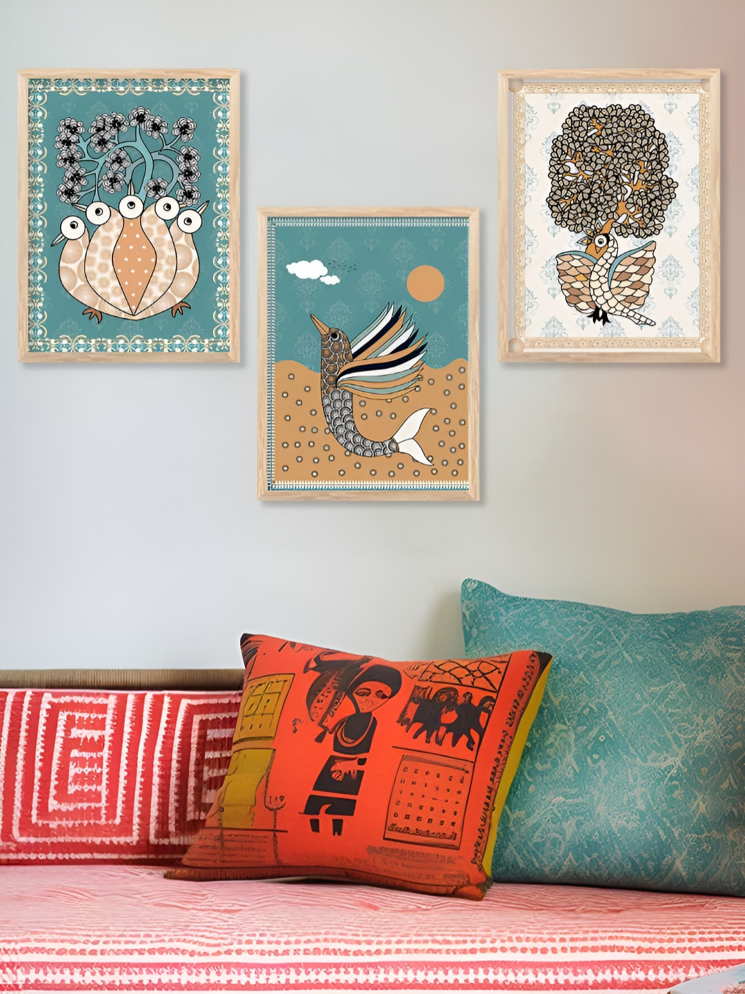 Kotart Brown & Green 3 Pieces Restaurant Wooden Wall Arts