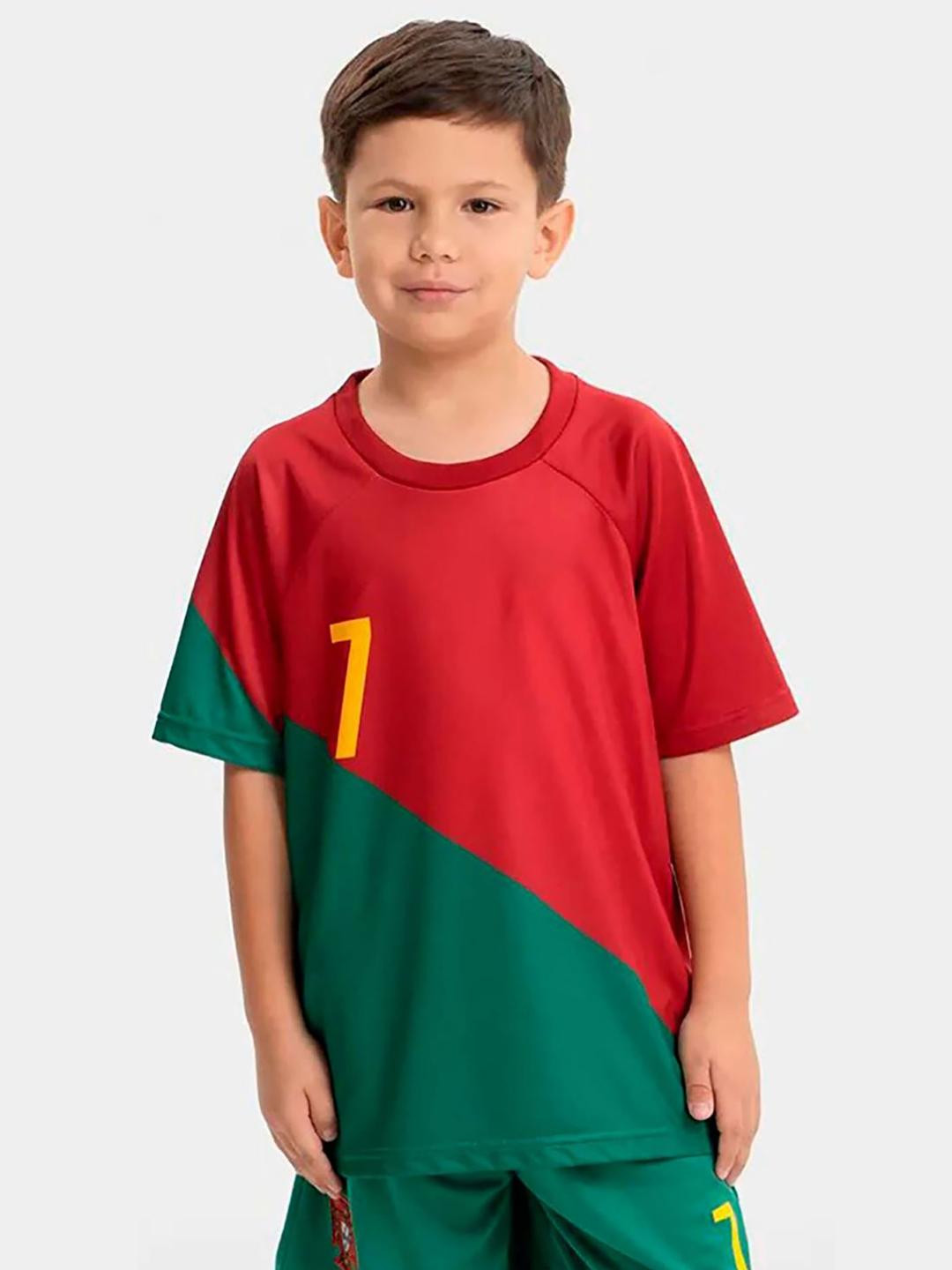 DOSTITCH Portugal Ronaldo 7 Football Jersey Boys with Shorts