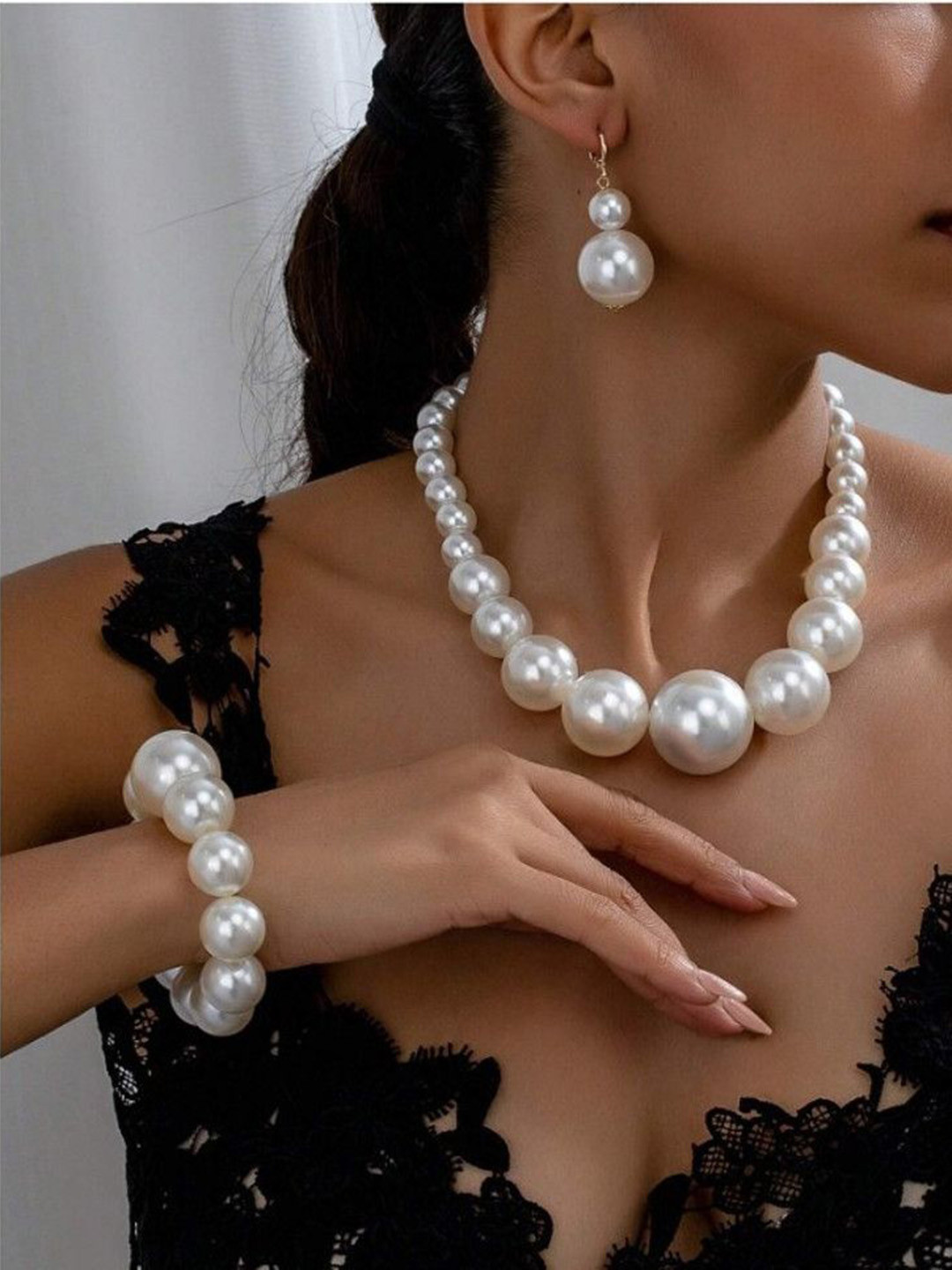 Samridhi DC Pearls Beaded Necklace & Earrings With Bangle