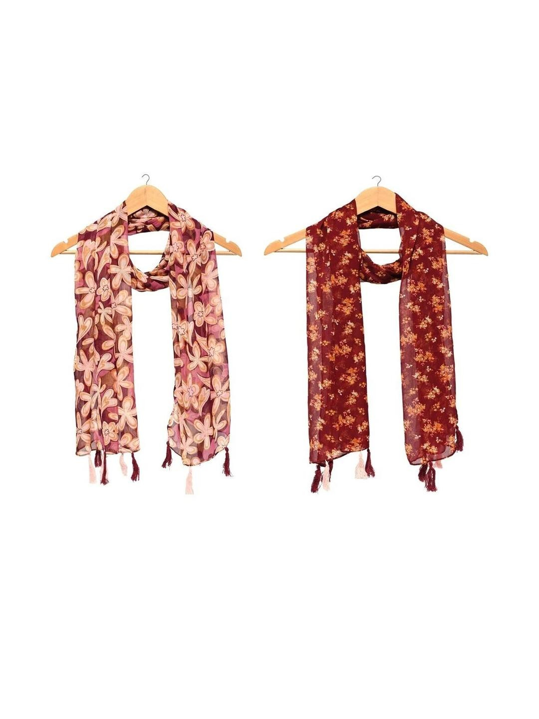 StoleVilla Girls 2 Pieces Printed Chiffon Stoles and Scarf