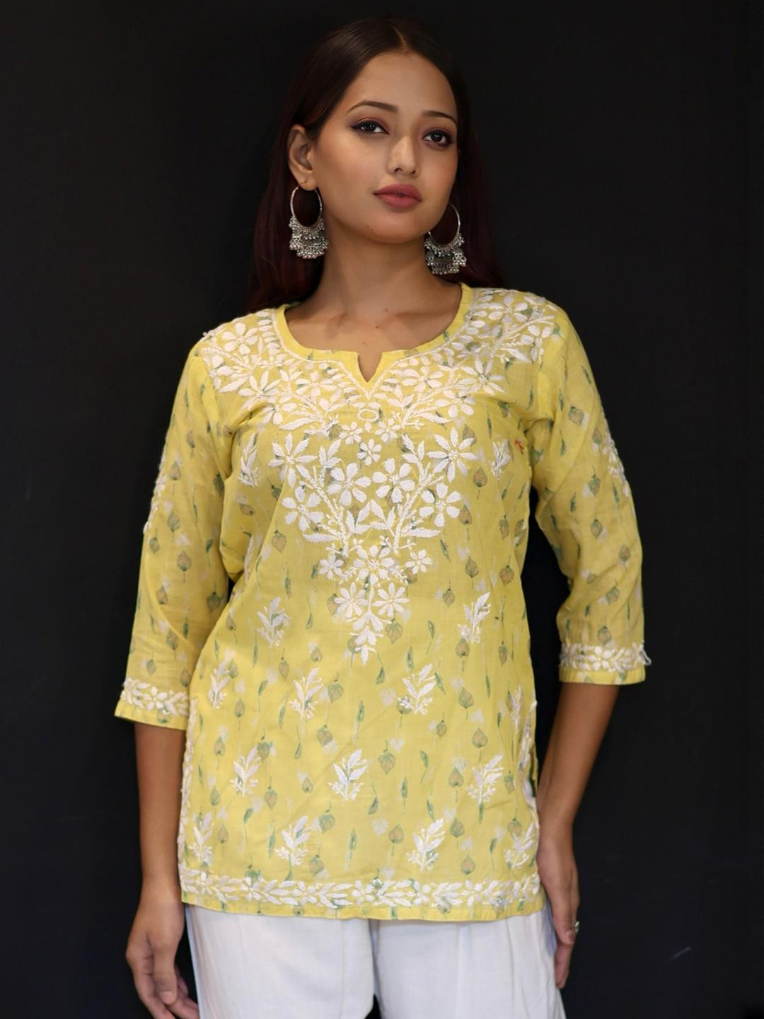 myplusfashion Lucknowi Hand Work Chikankari Kurti