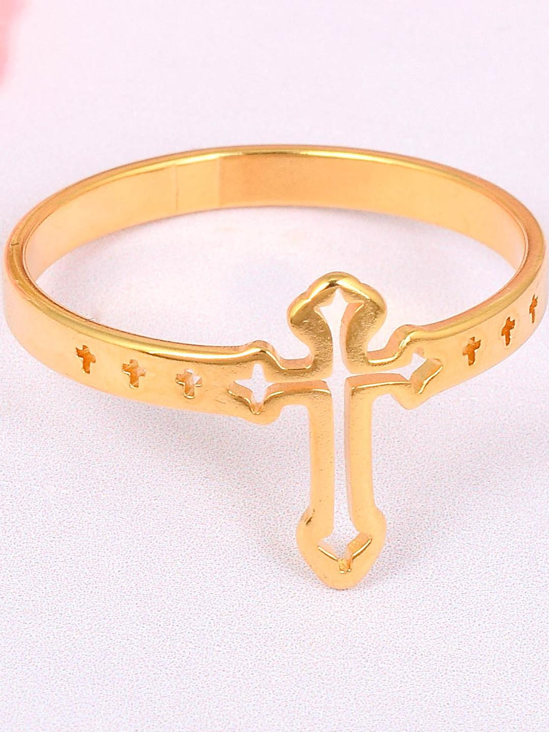 Brass Goldplated Jesus Crucifix Cross Fingerring Christian Jewellery Finger ring Men Women
