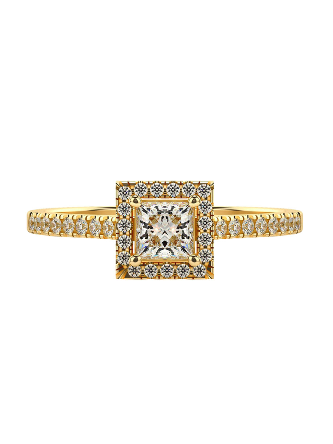 VALANOVA Women 18 Kt Silver Plated Yellow Gold & Certified Lab Grown Diamond 0.51cts Ring