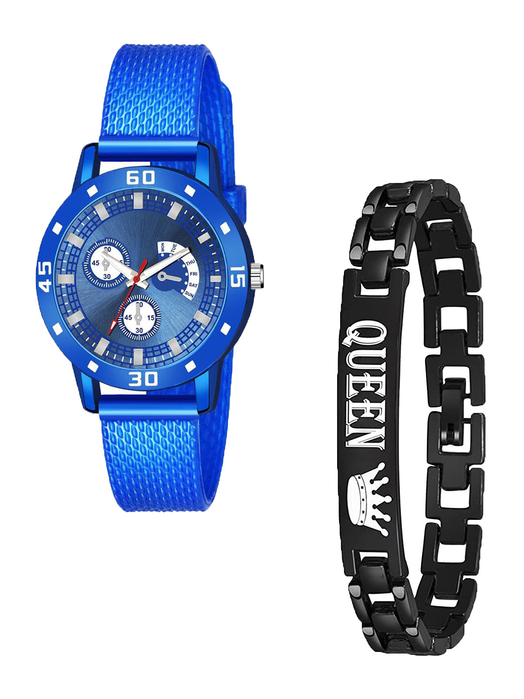 Gopal Shopcart Unisex Embellished Dial & Bracelet Style Watch Aeviyo BLU W S QBLK Breclect