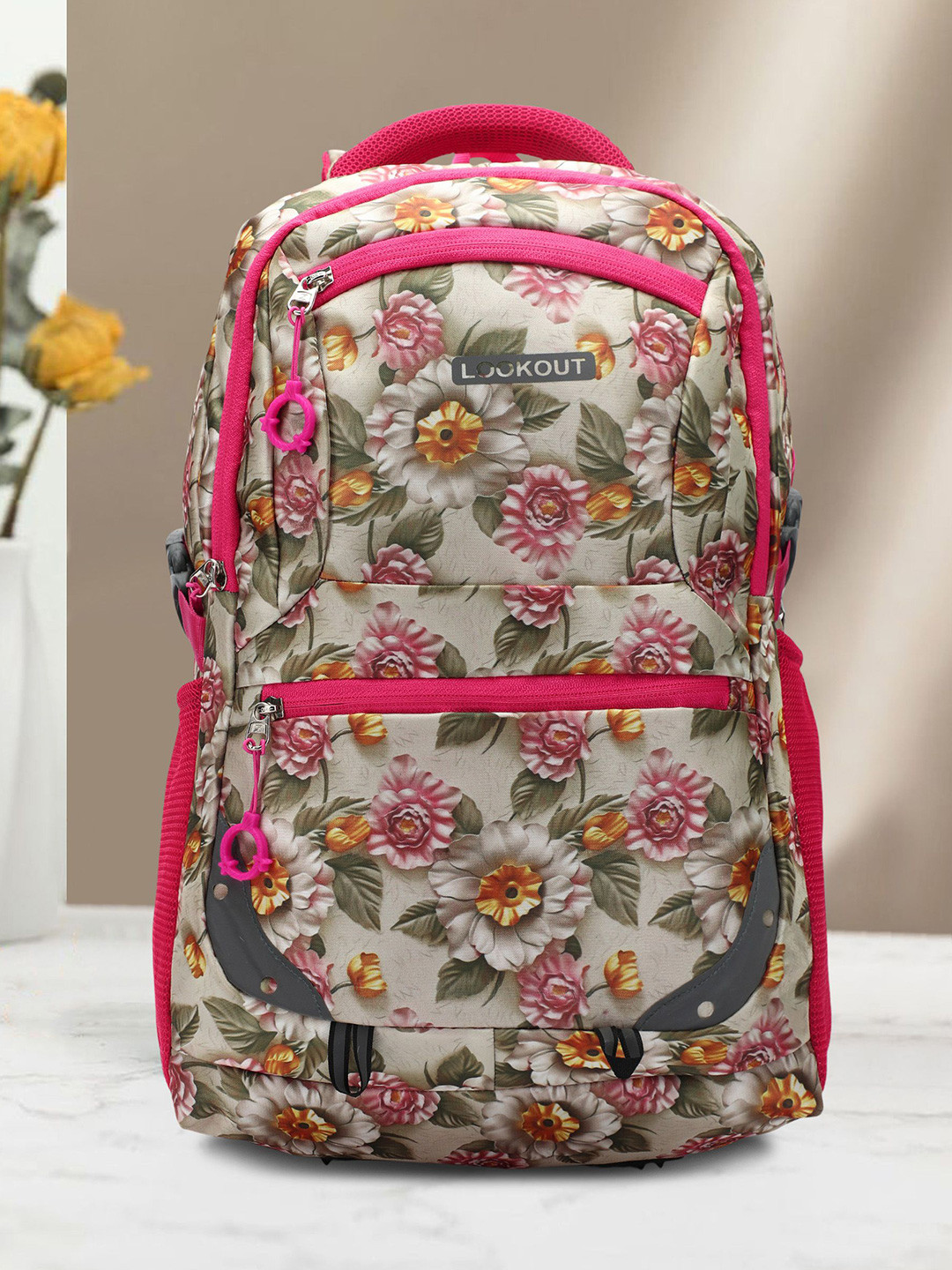 Lookout fashion Women Floral Printed Backpack With Compression Straps -Up to 18 inch