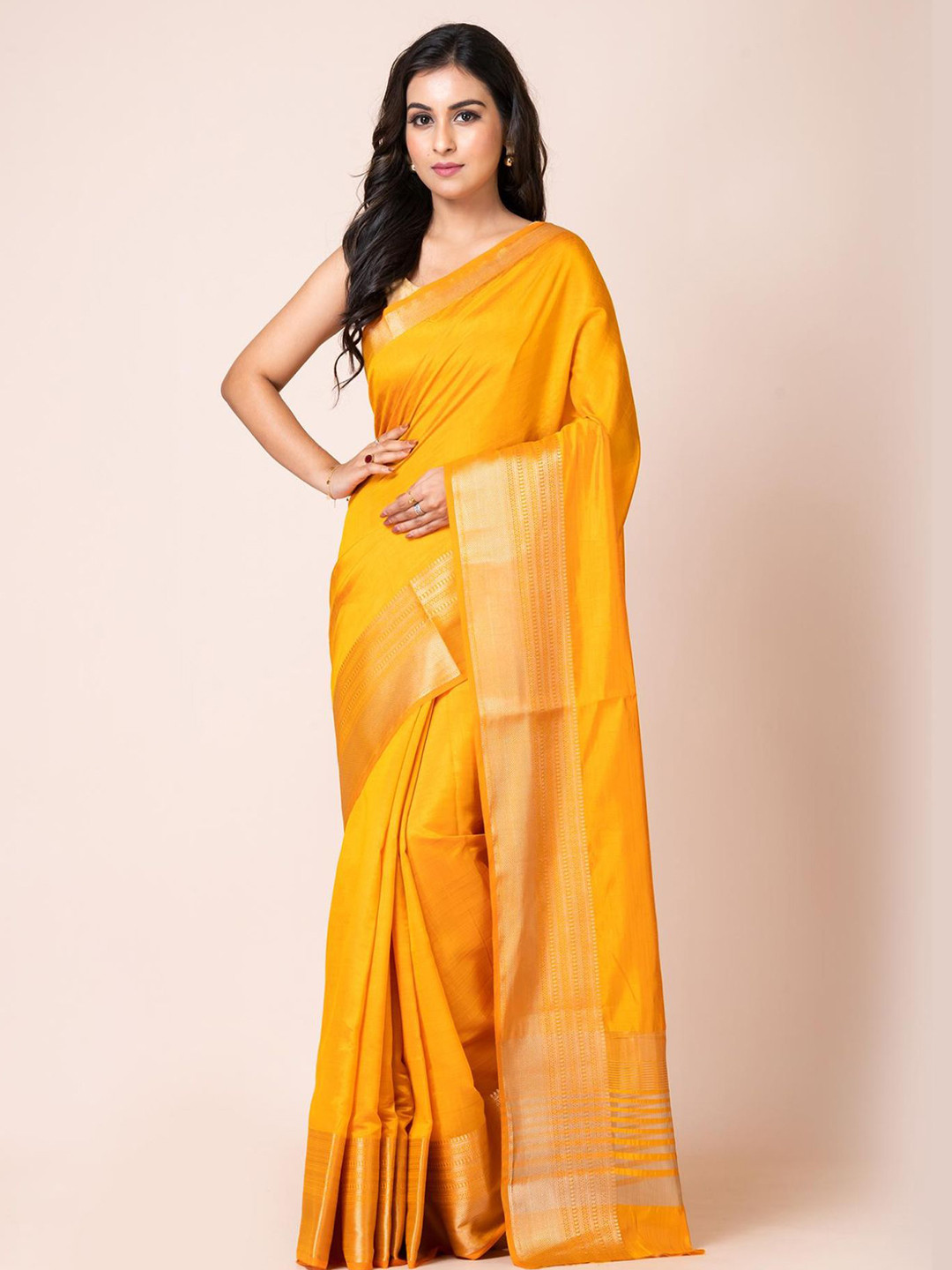 HERE&NOW X Kavvya Zari Border Banarasi Saree