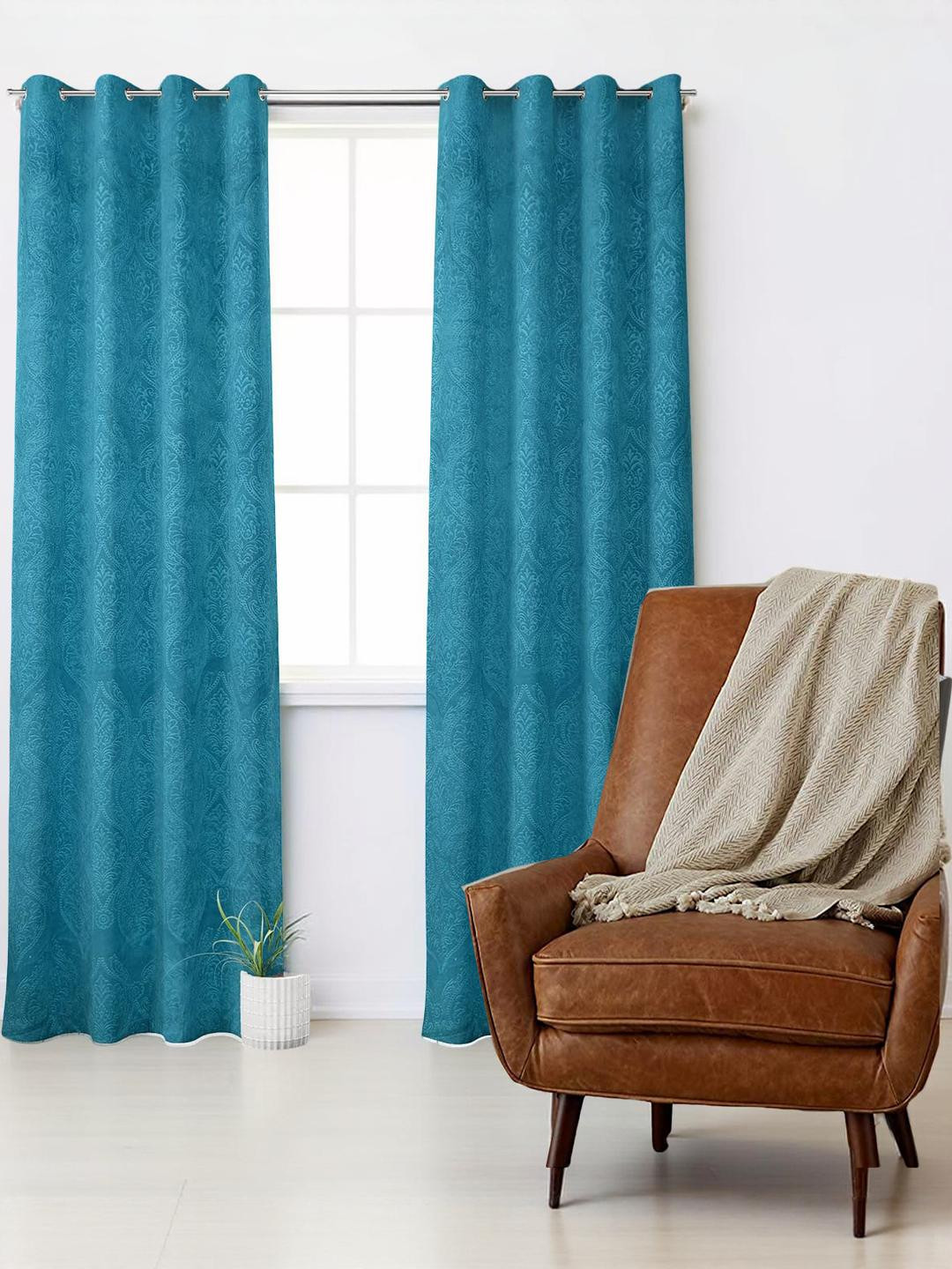 IVAZA Turquoise Blue Velvet Door Curtains