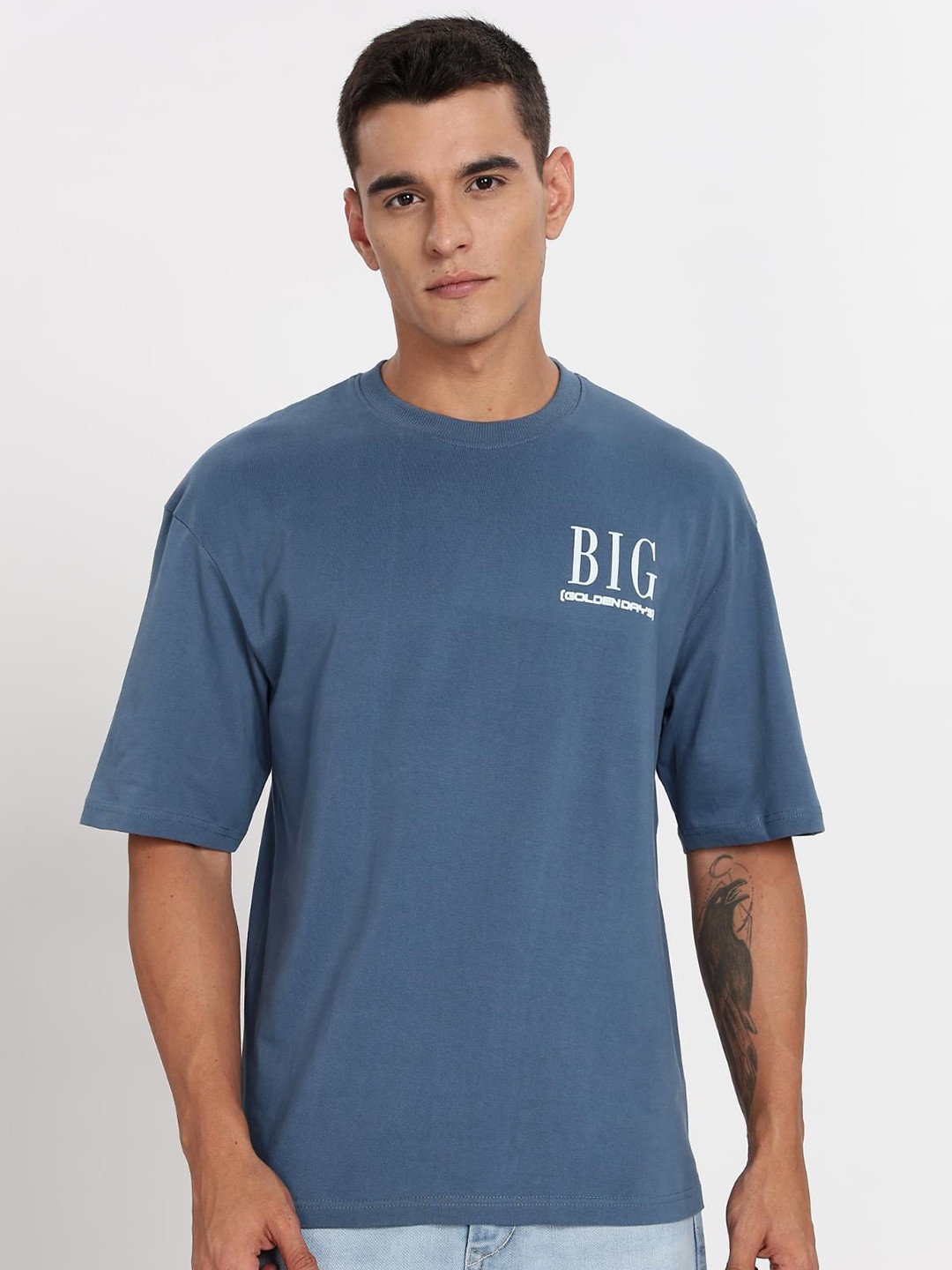COLOR HUNT Men Typography Printed Pure Cotton Oversize T-shirt