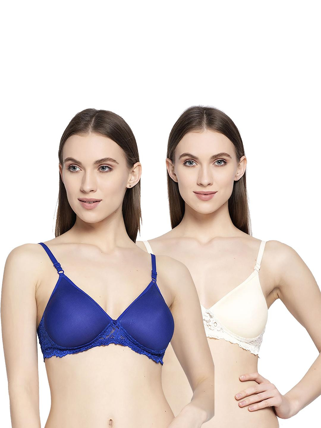 Women Cotton Blue,Brown Padded Non-Wired Lingerie Bra Sport wear Gym Crop Tank Top