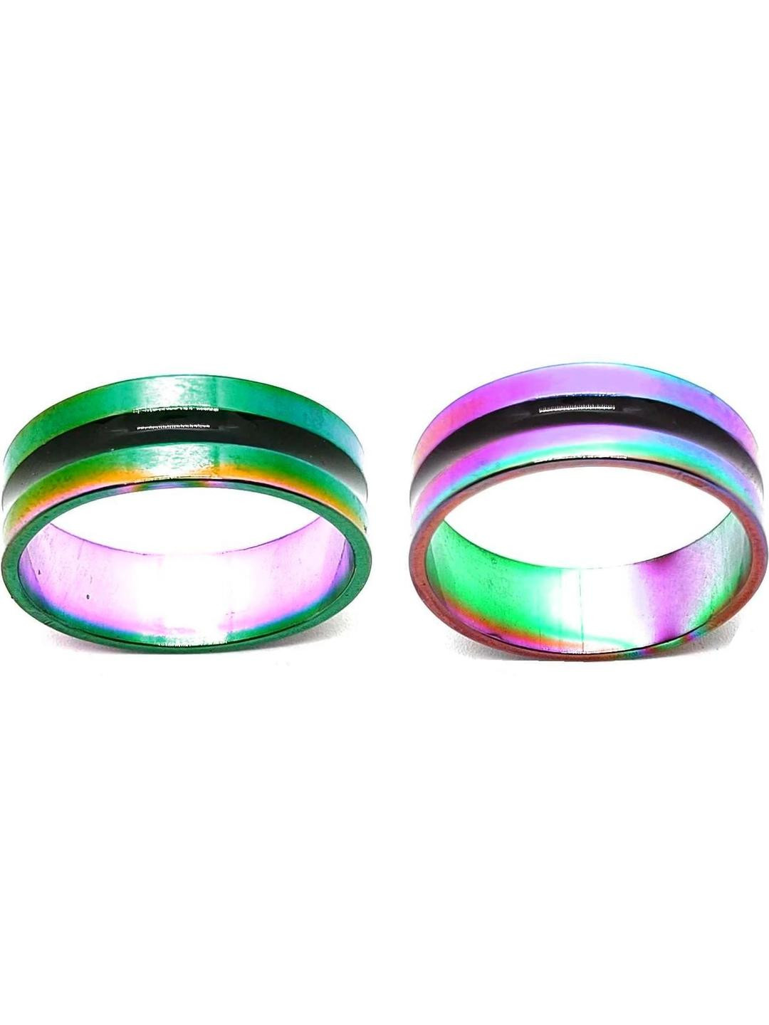 Dynamic Retail Global Set of 2 Rings for Men & Women, Multicolor-Multicolor Alloy Ring ()