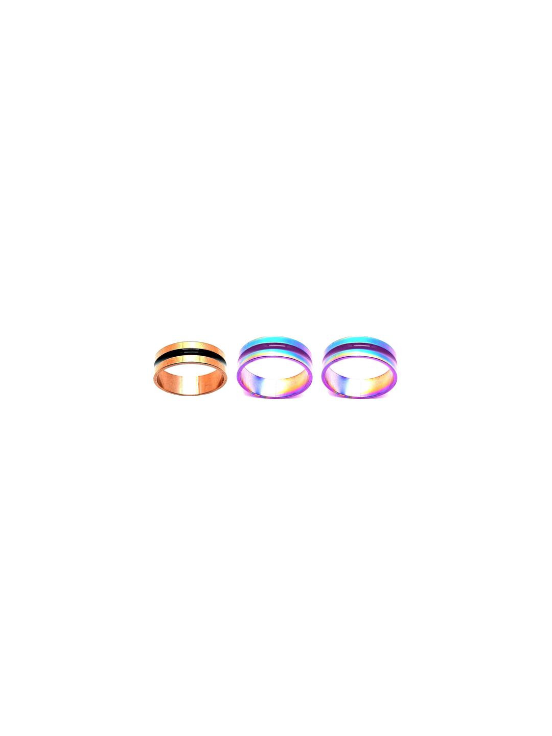 Dynamic Retail Global Set of 3 Rings for Men & Women, Multicolor-Gold Brass Ring ()