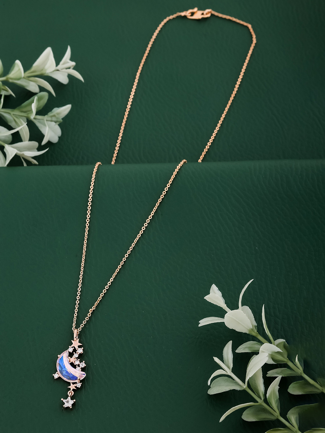 Wynona Gold-Plated Moon Star Pendants With Chains