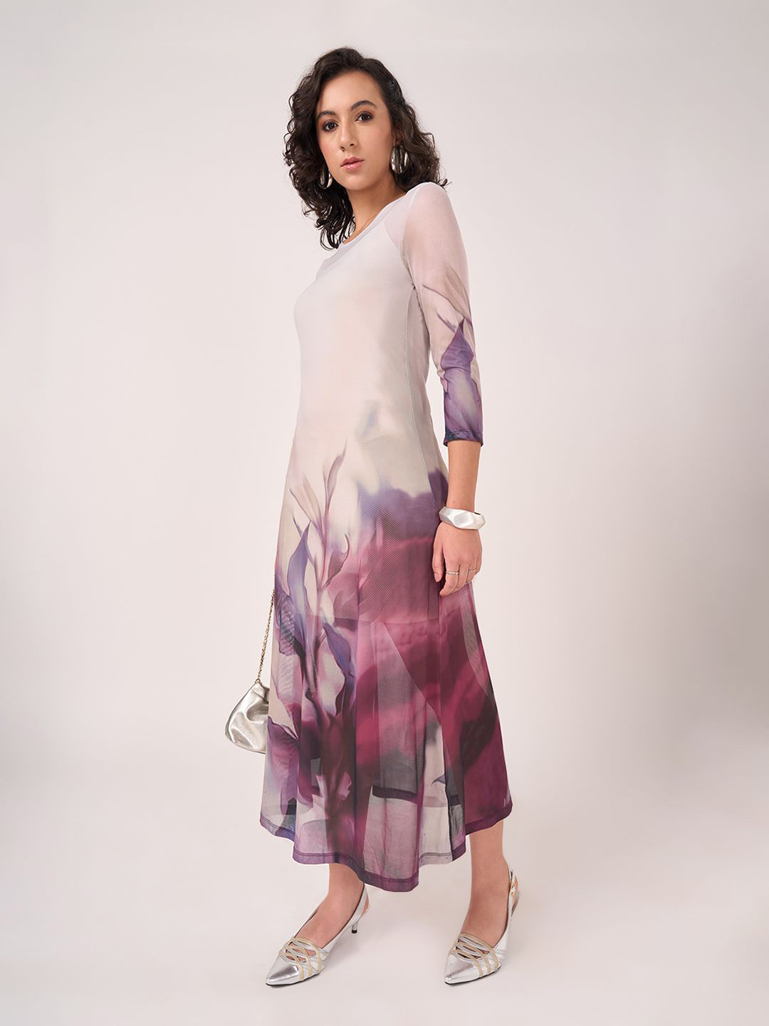 Honey by Pantaloons Women Tie and Dye Dyed Semi Sheer A-Line Midi Dress