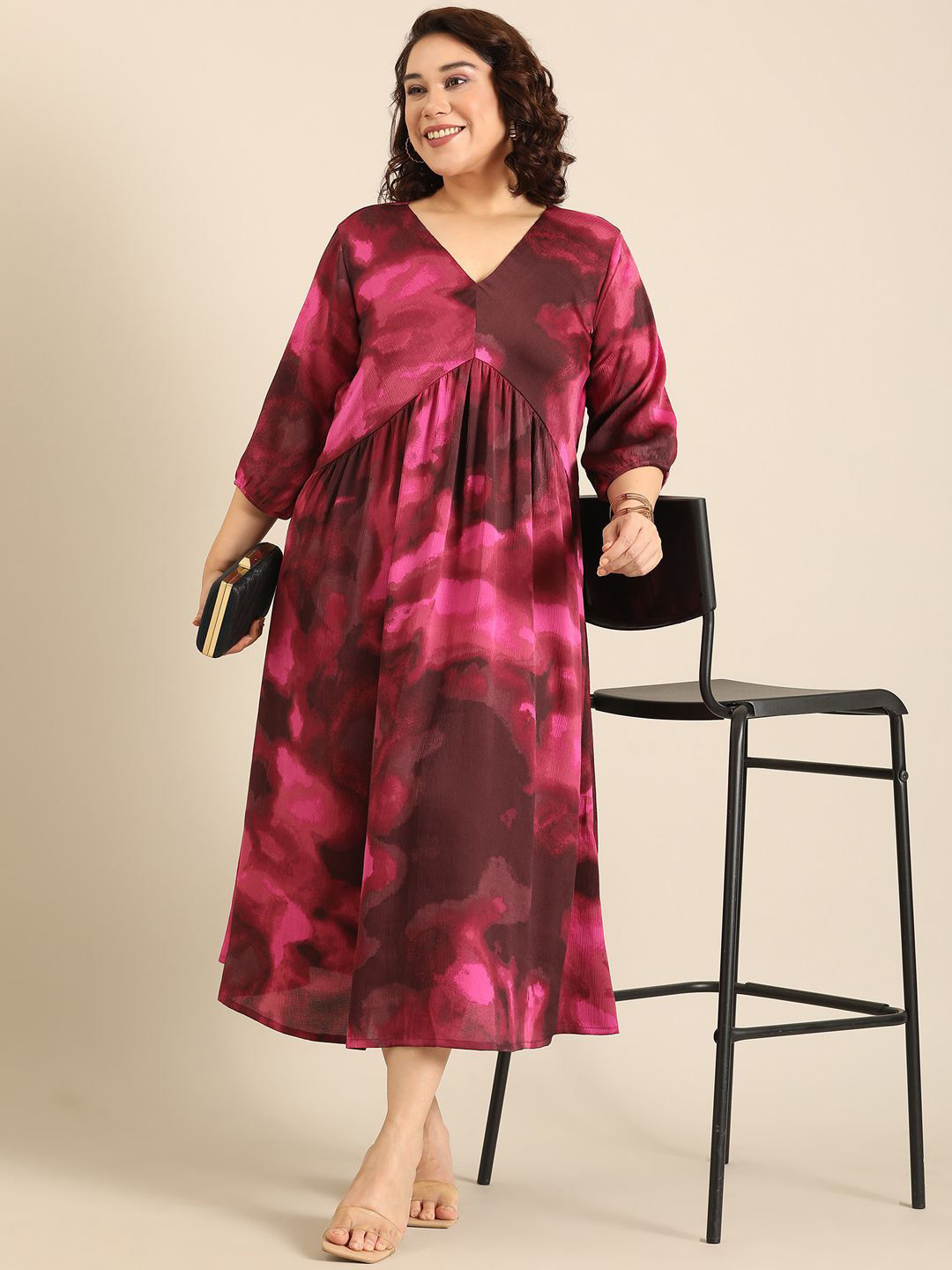 The Pink Moon Women Marble Printed Maxi Dress