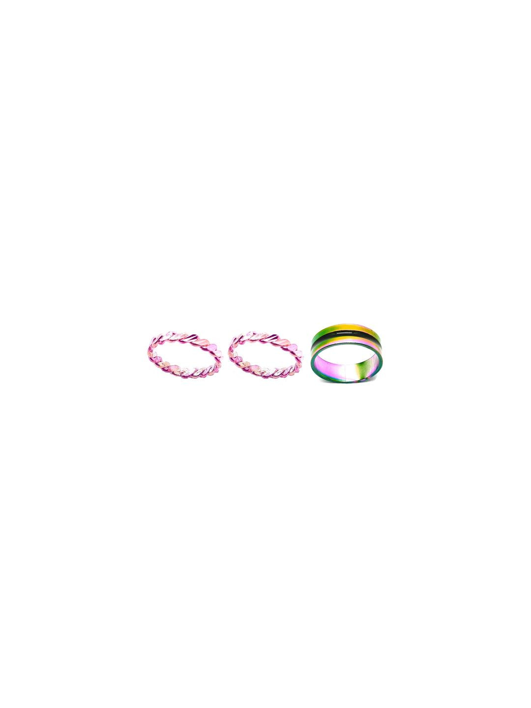Dynamic Retail Global Set of 3 Rings for Men & Women, Purple-Multicolor Alloy Ring ()