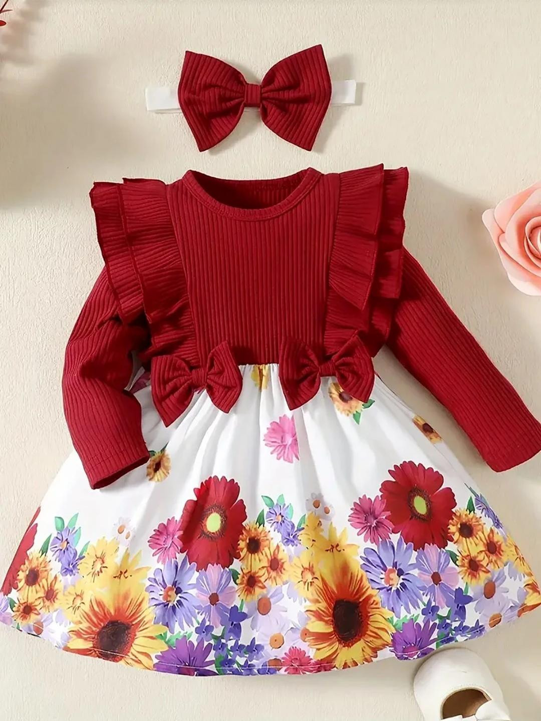 HOPZONIC Girls Maroon Dresses