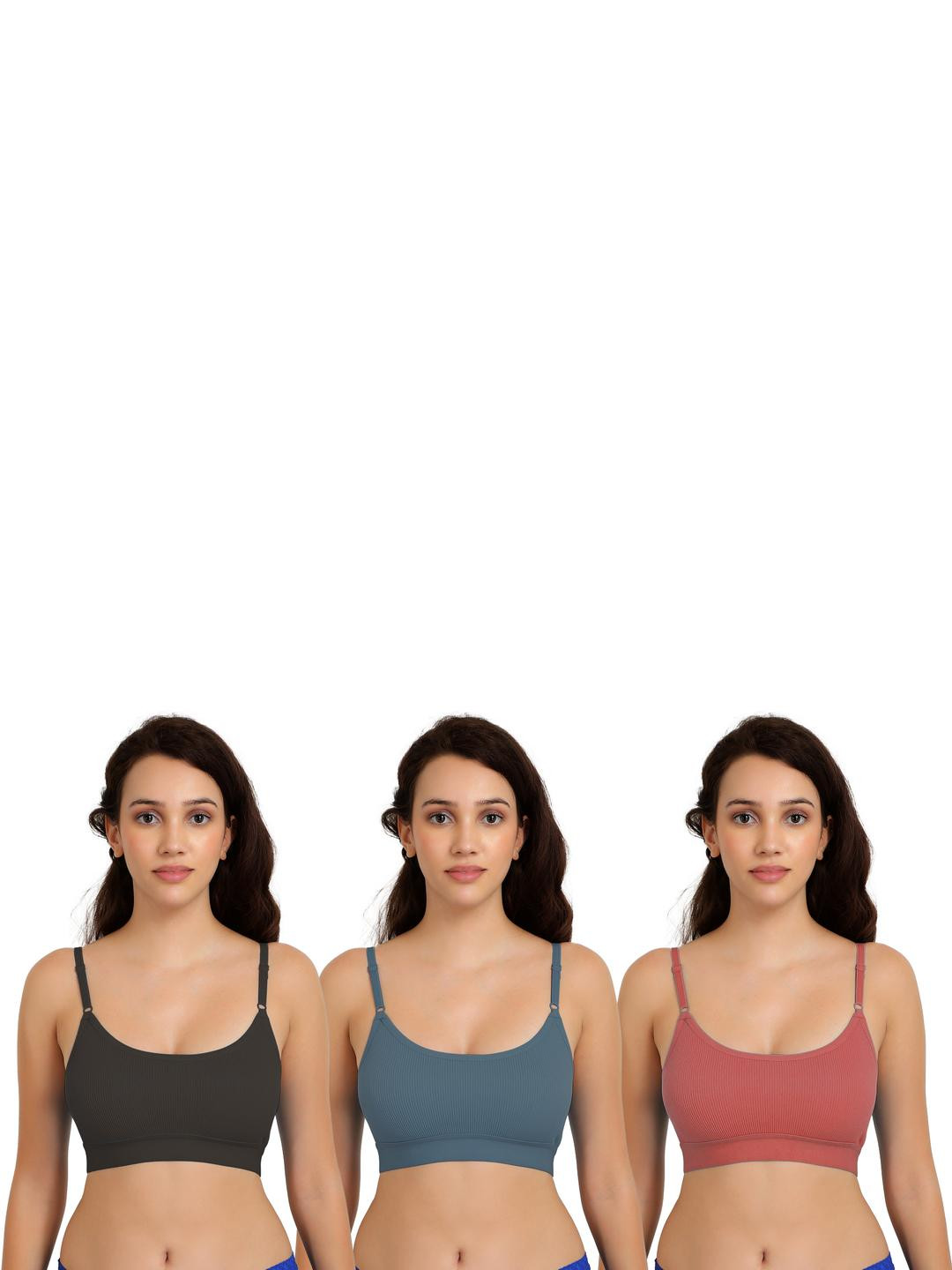 Women Cotton Black,Dark Green,Orange Non Padded Non-Wired Lingerie Bra Sport wear Gym Crop Tank Top