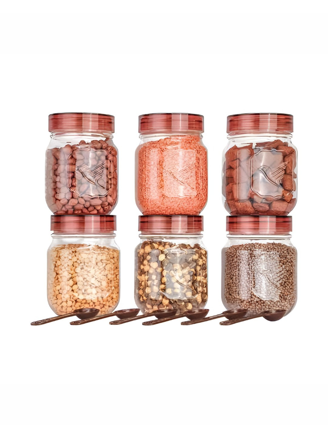 DEEJET Brown & Transparent 6 Pieces Air Tight Kitchen Storage Containers