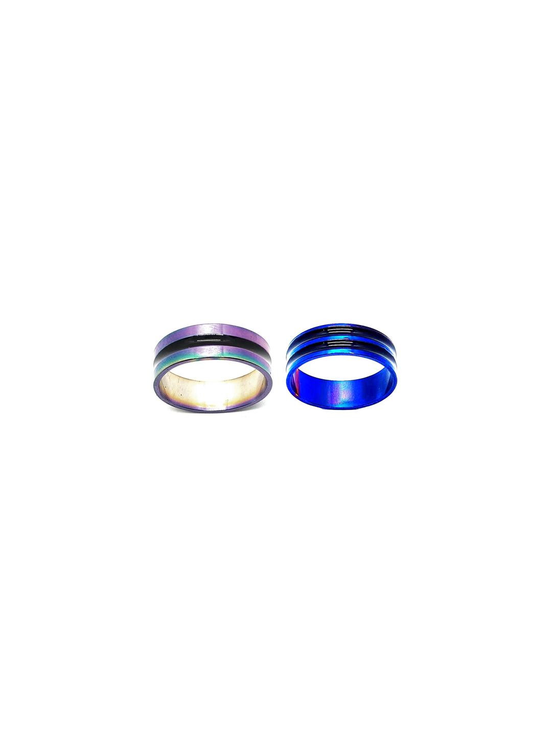 Dynamic Retail Global Set of 2 Rings for Men & Women, Multicolor-Blue Alloy Ring ()