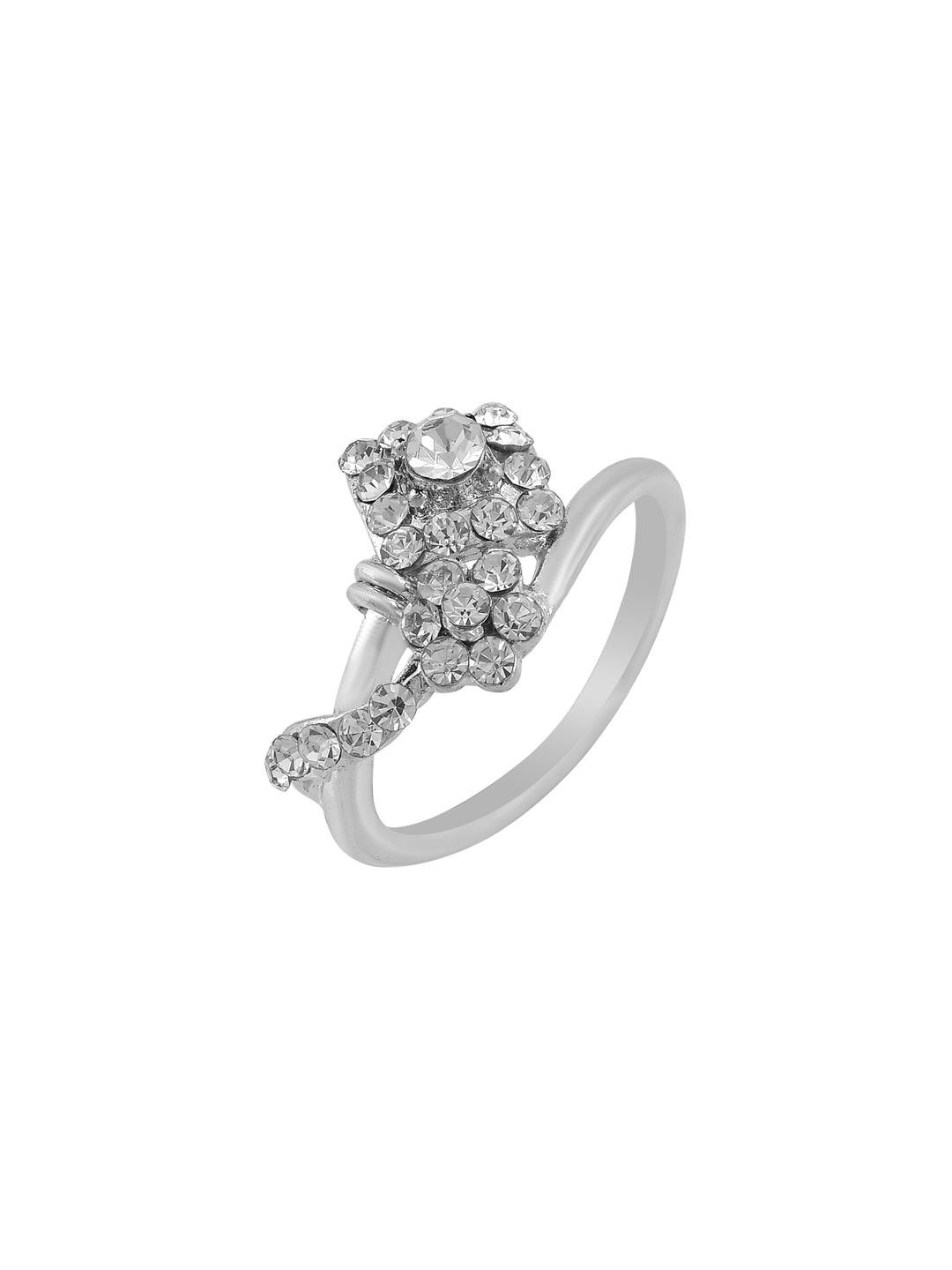 Silver plated CZ Stylish designer Fashion finger Ring for Women