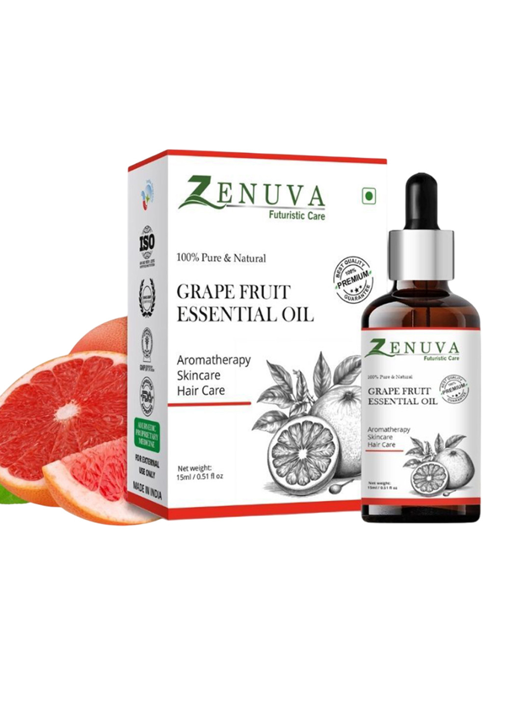 Zenuva Pure & Natural Grapefruit Essential Oil - 15 ml