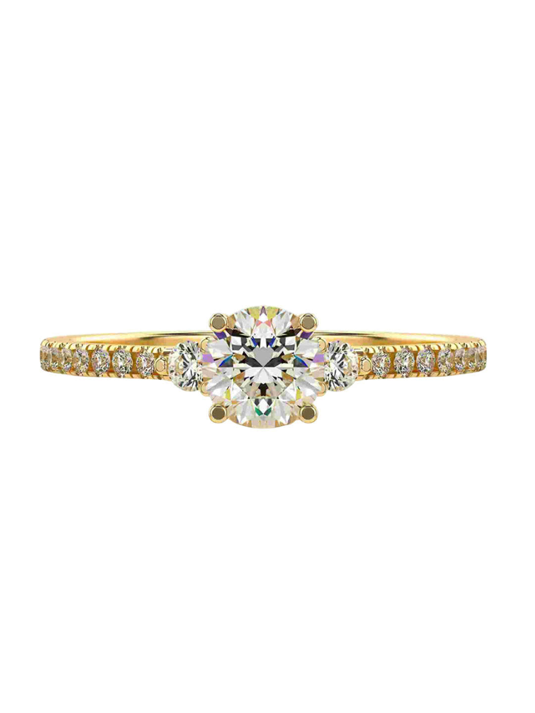 VALANOVA Women Yellow Gold & Certified Lab Grown Diamond Ring 1.12 gm 0.76 carat