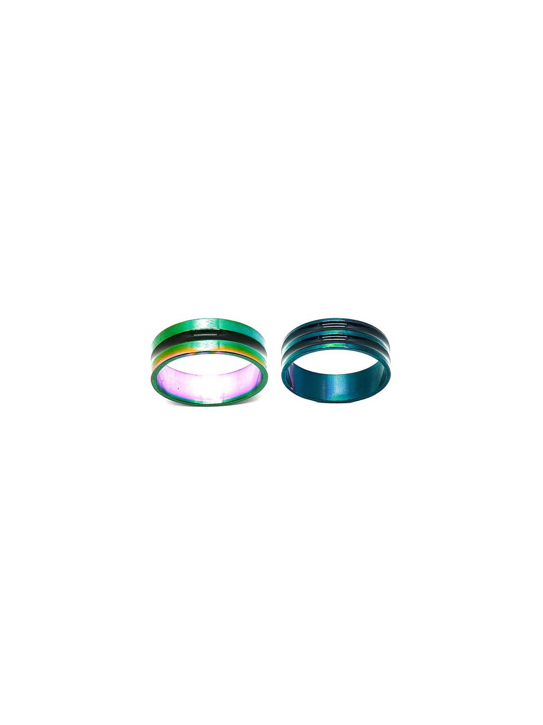 Dynamic Retail Global Set of 2 Rings for Men & Women, Multicolor-Green Alloy Ring ()
