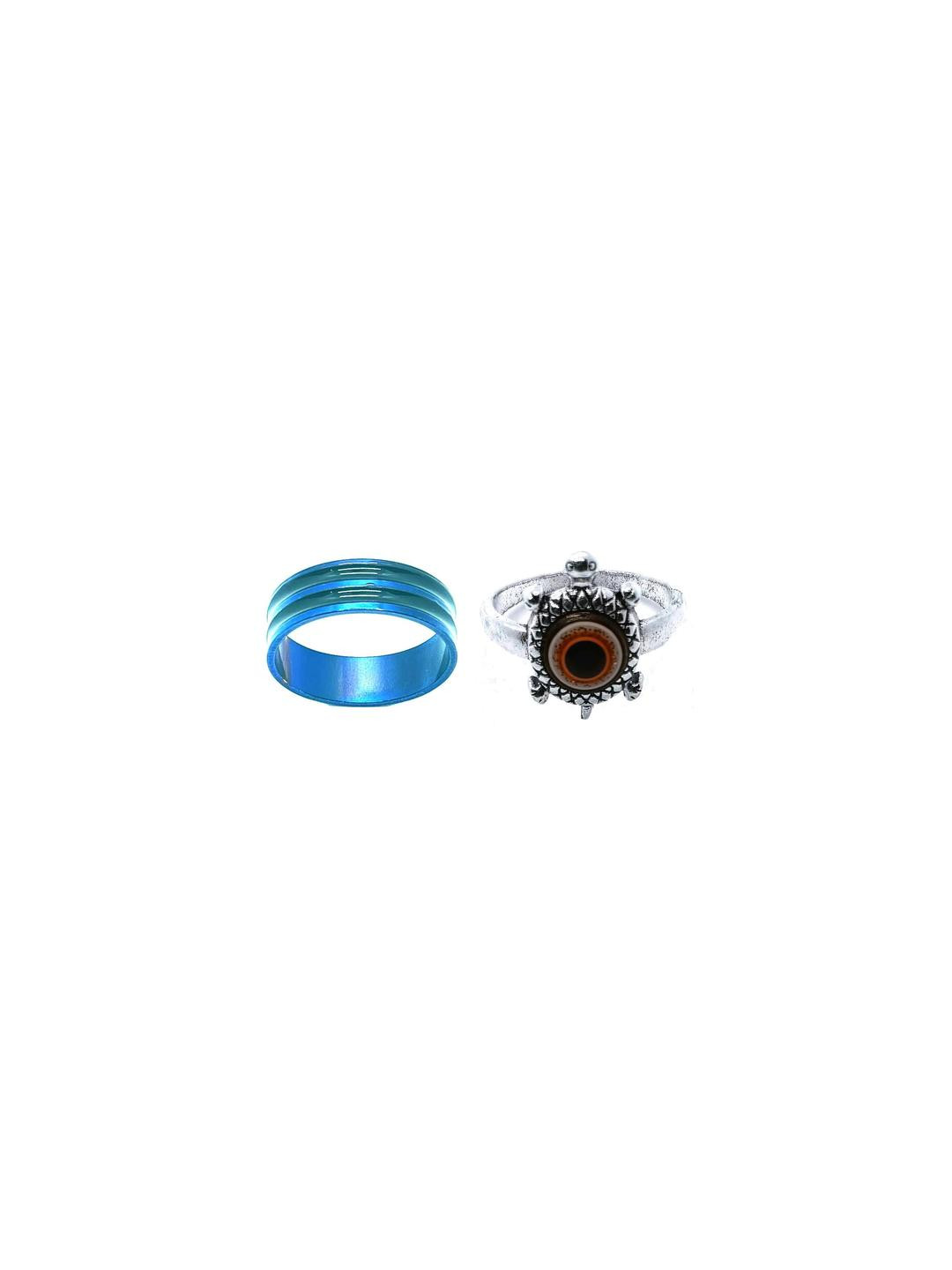 Dynamic Retail Global Set of 2 Rings for Men & Women, Blue-Red Alloy Ring ()