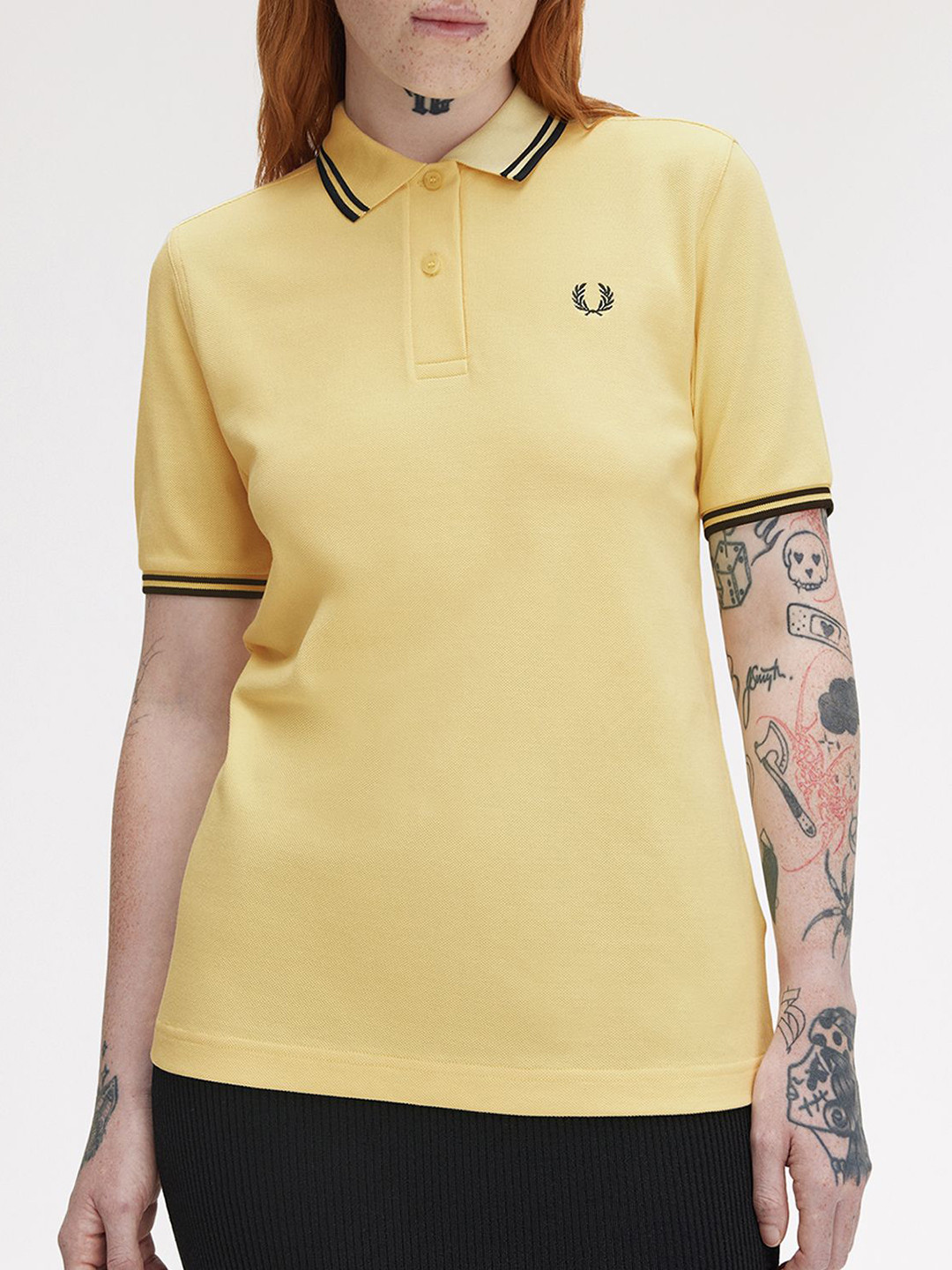 Fred Perry Women Brand Logo Printed Polo Collar Slim Fit T-shirt