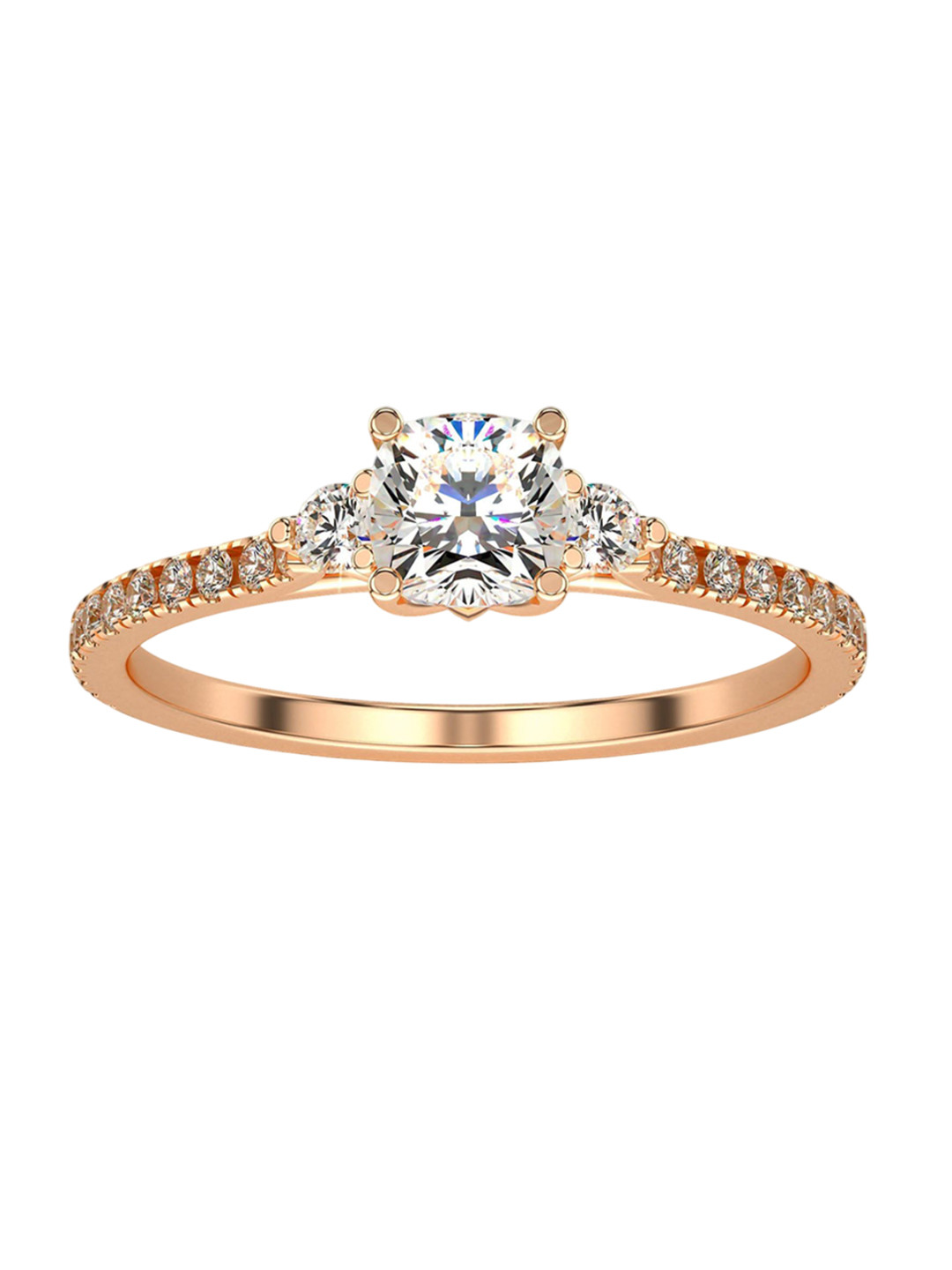 VALANOVA Women 18 Kt Rose Gold & Certified Lab Grown Diamond Ring 1.12gm 0.76 crarats