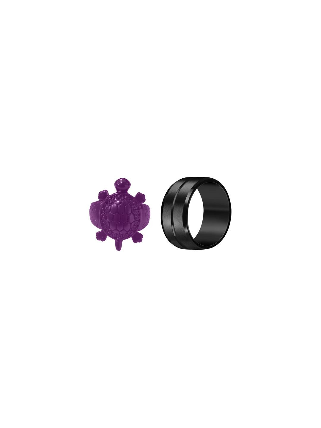 Dynamic Retail Global Set of 2 Rings for Men, Purple-Black Alloy Ring ()