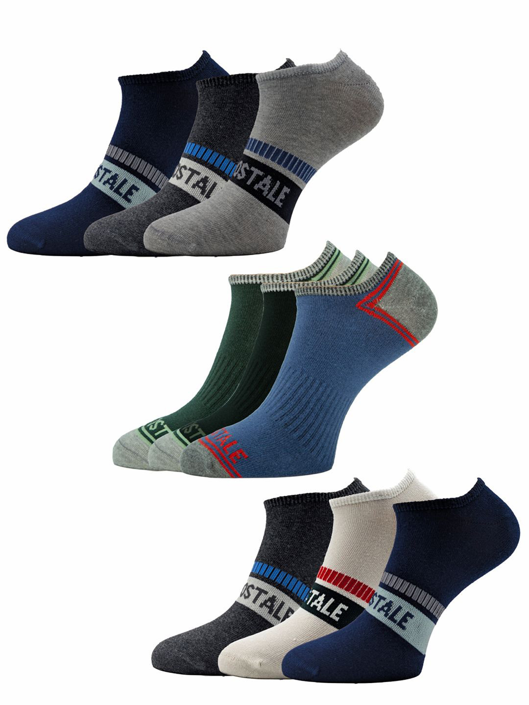Aeropostale Men Pack of 9 Anti-Microbial NoShow Ankle Length Socks