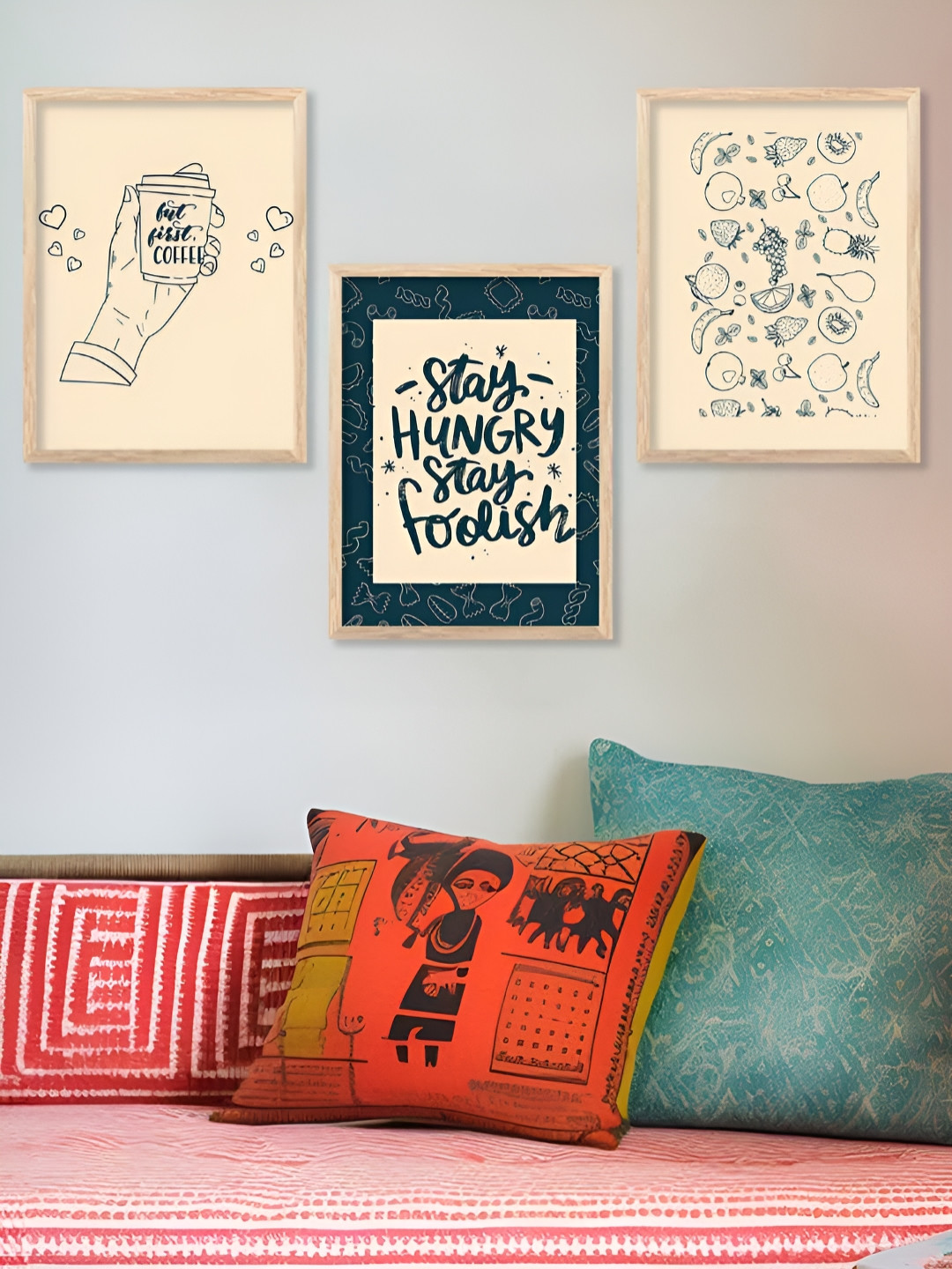 Kotart Brown & Green 3 Pieces Wooden Restaurant Wall Arts