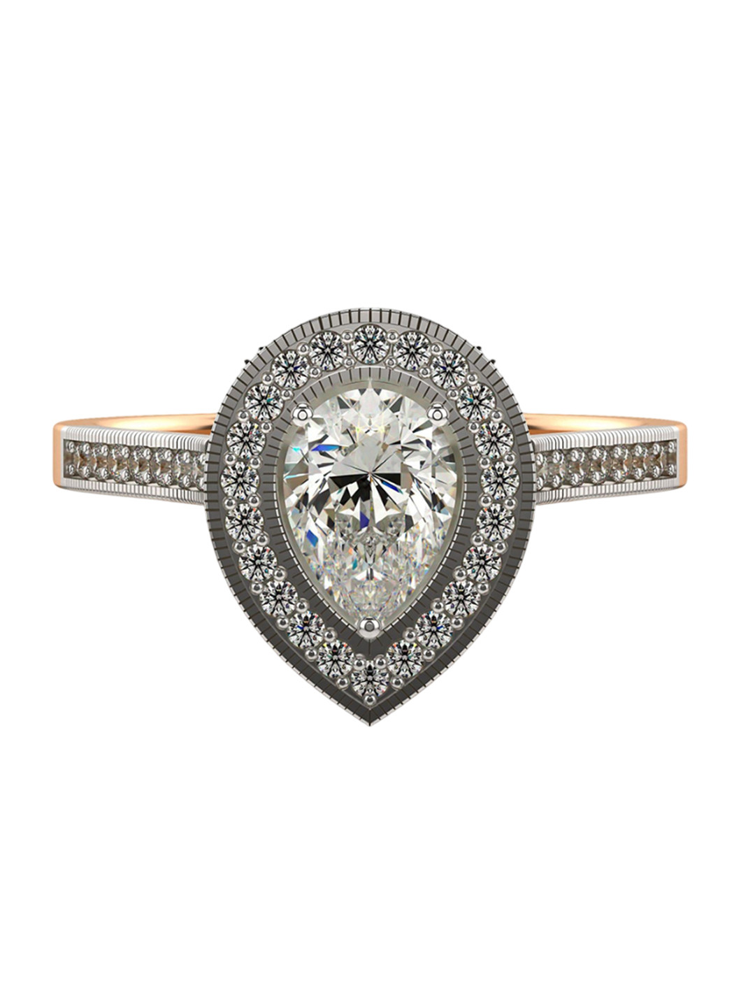 VALANOVA Women Sterling Silver Plated 18 Kt Rose Gold & Certified Diamond Ring 0.88cts