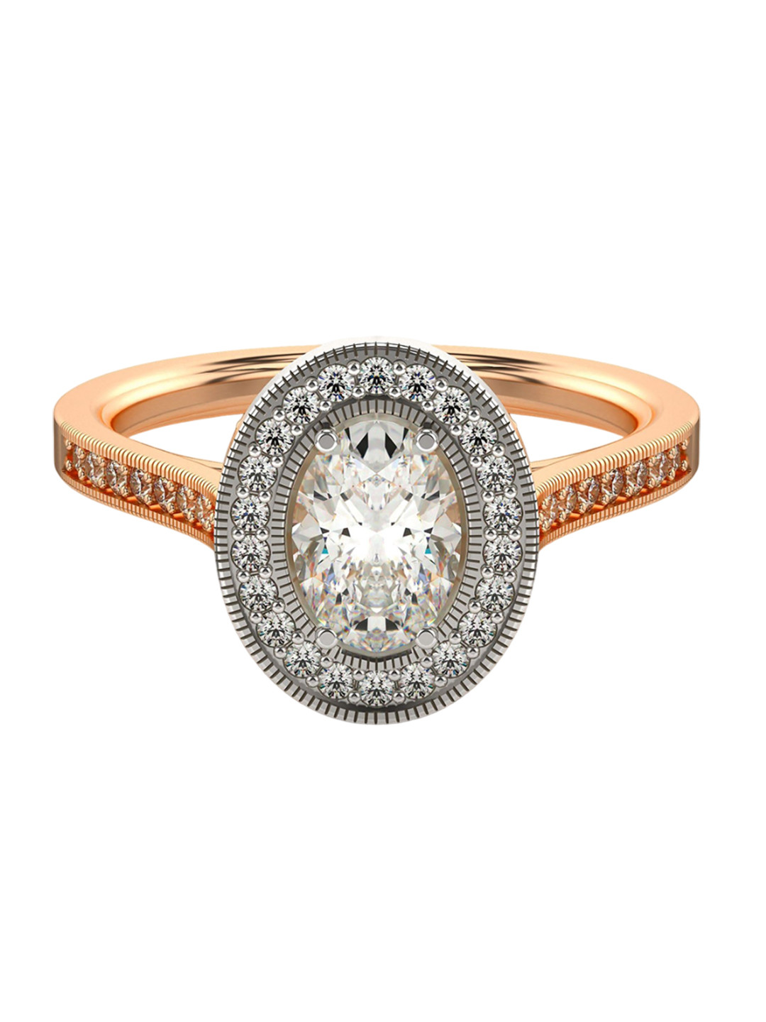 VALANOVA Women 18 Kt Rose Gold Lab Grown 0.97 CT Diamond Rings 3.09 gm