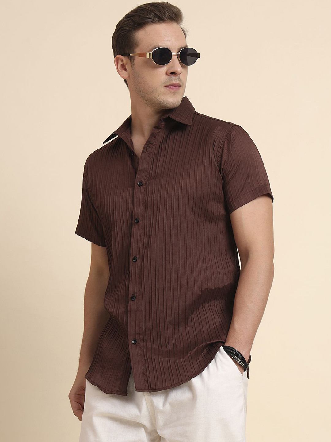 HERE&NOW Goa1 Men Classic Striped Shirt