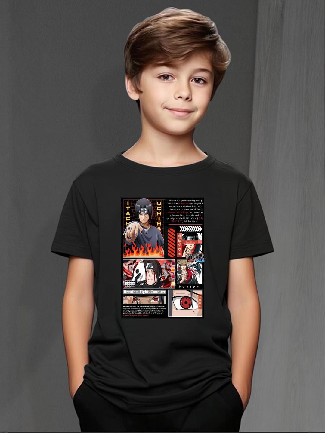 Black Itachi Anime Graphic Print T-Shirt