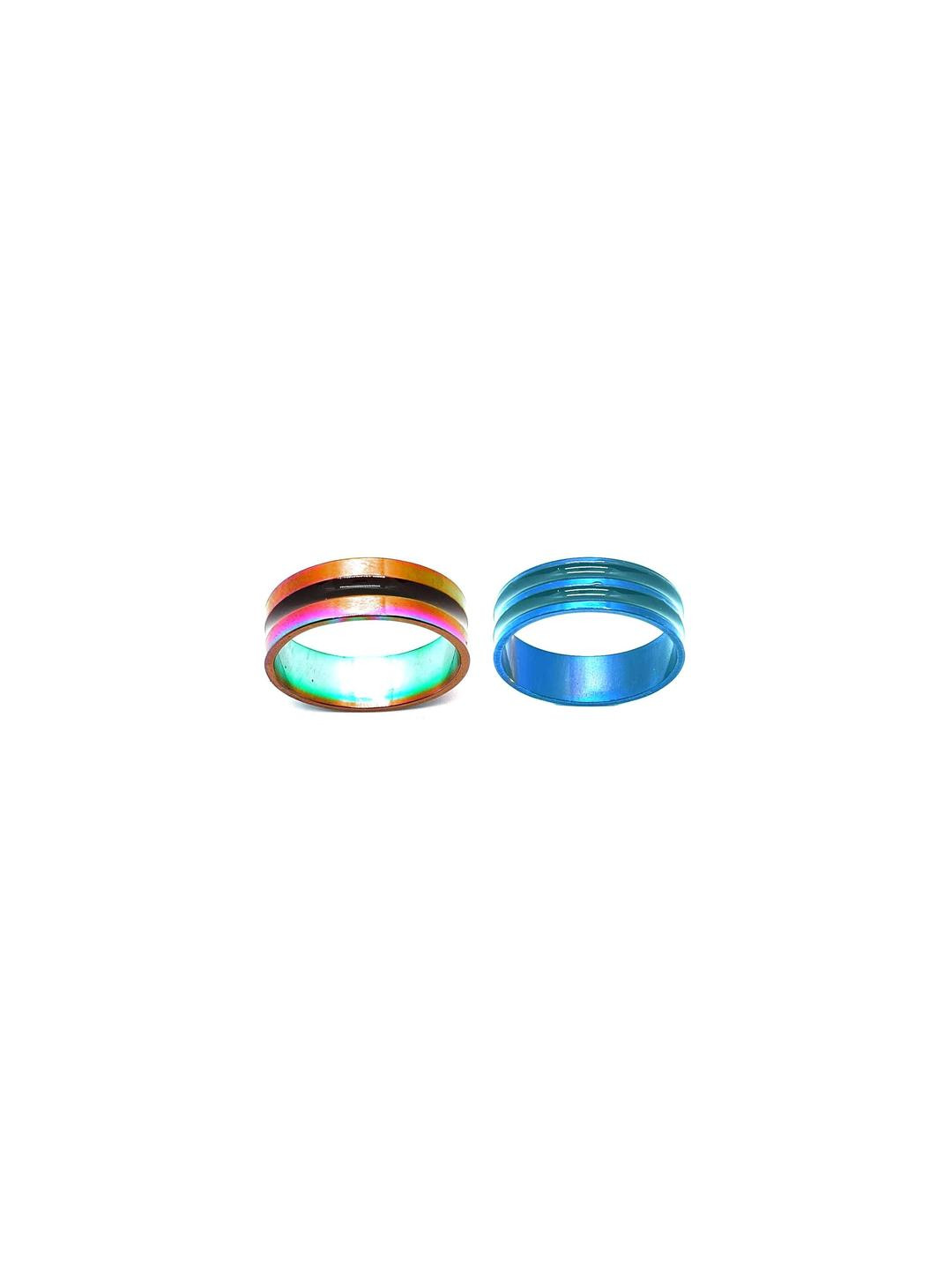 Dynamic Retail Global Set of 2 Rings for Men & Women, Multicolor-Blue Alloy Ring ()