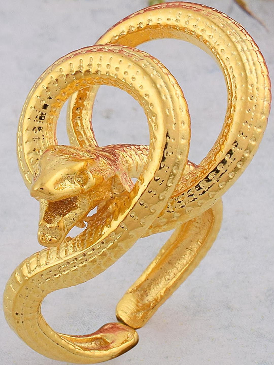 Brass Goldplated Adjustable Size Coiled Cobra Serpent Snake  Fingerring Women