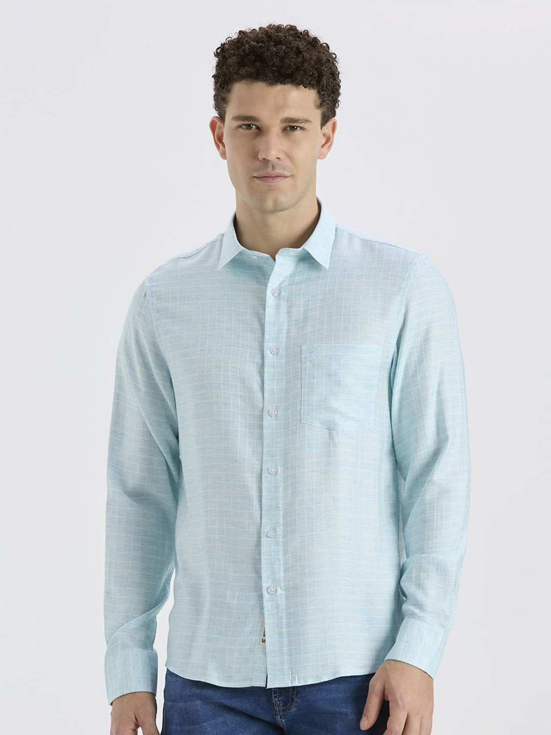 ROCKING SWAMY Men Windowpane Checks Cotton Casual Shirt