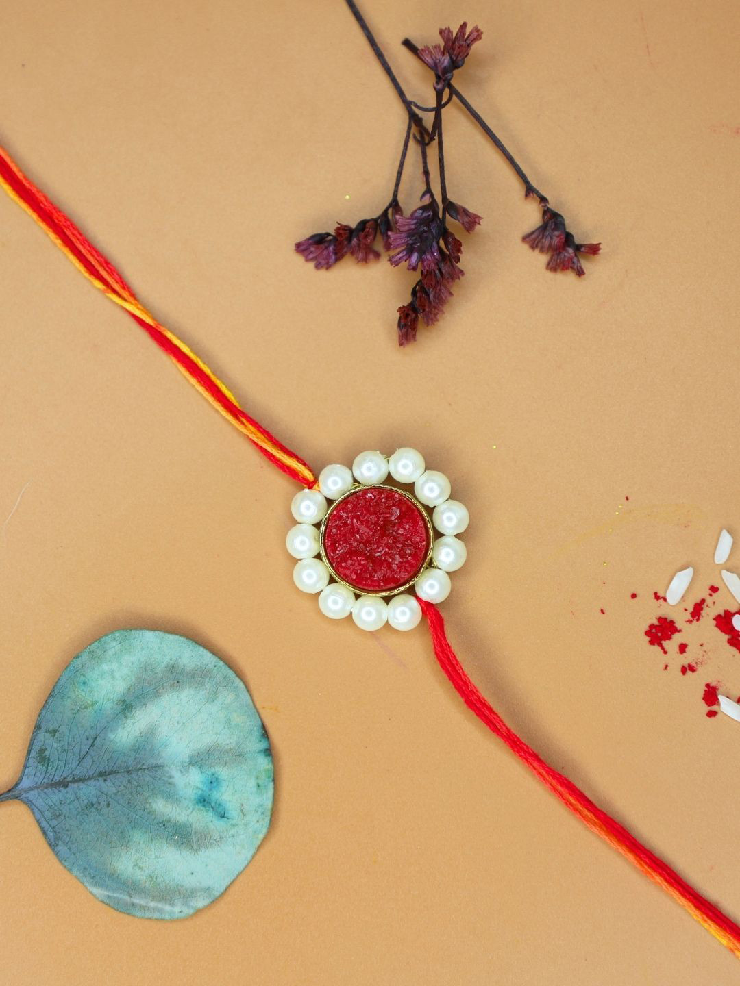 Anouk Pearl Design Rakhi With Quirky Card, Roli & Chawal