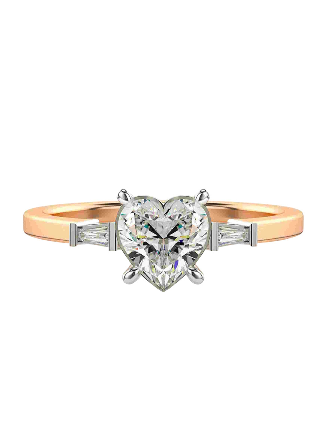 VALANOVA Women 18Kt Sterling Silver Plated Rose Gold & Certified Lab Grown Diamond Ring